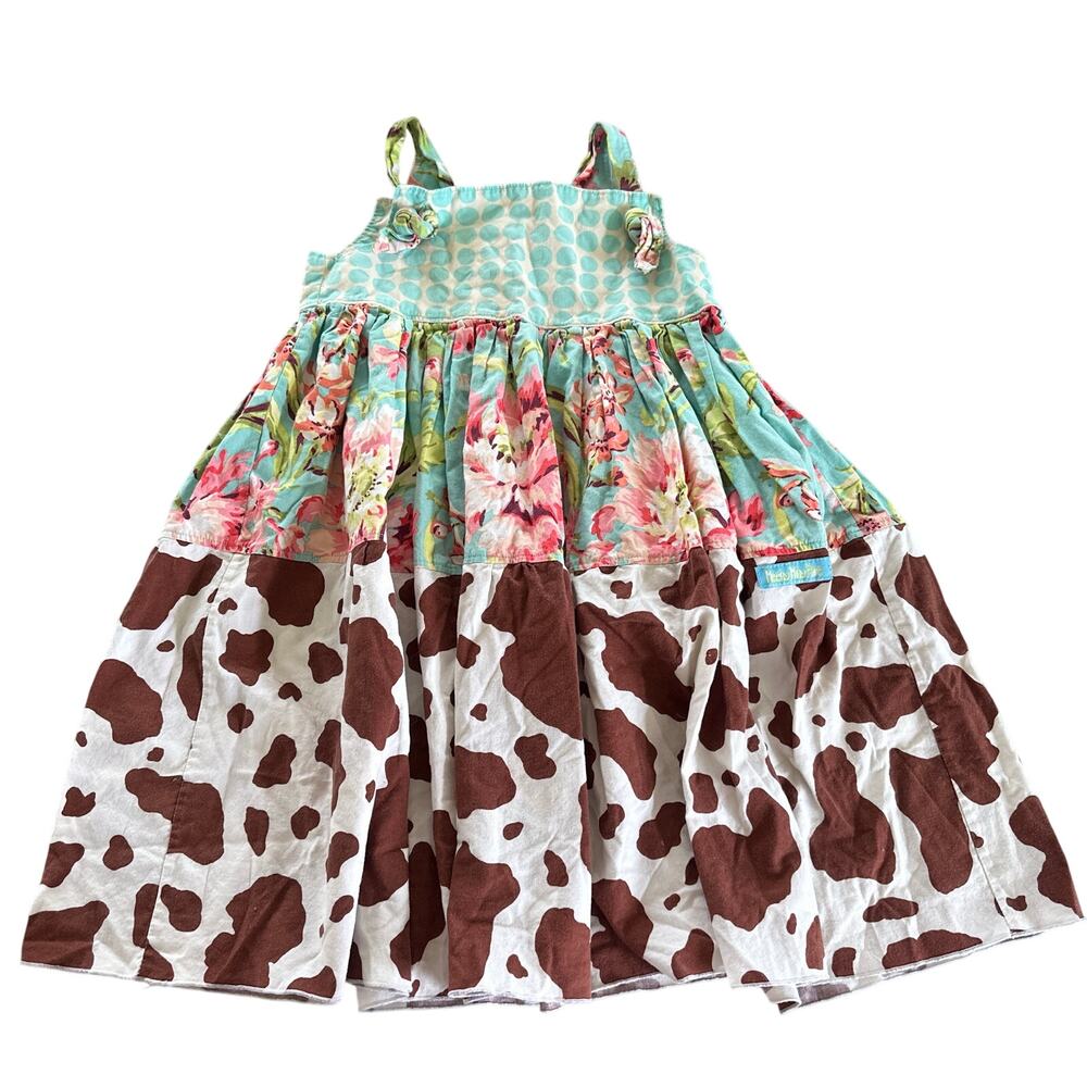 Weeny Miny Moe Mixed Print Knot Strap Dress - Girls Size 6